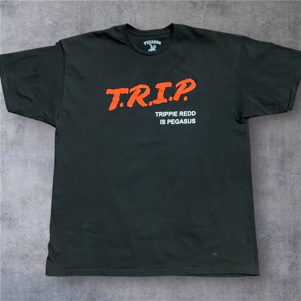 Pegasus Trippie Redd Album T.R.I.P. Dare Logo Black Red T-Shirt Men's Size XXL